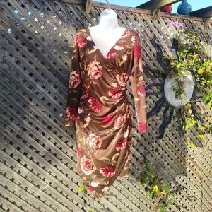 Venus Long Sleeve V-Neck Ruched Bodycon Dress